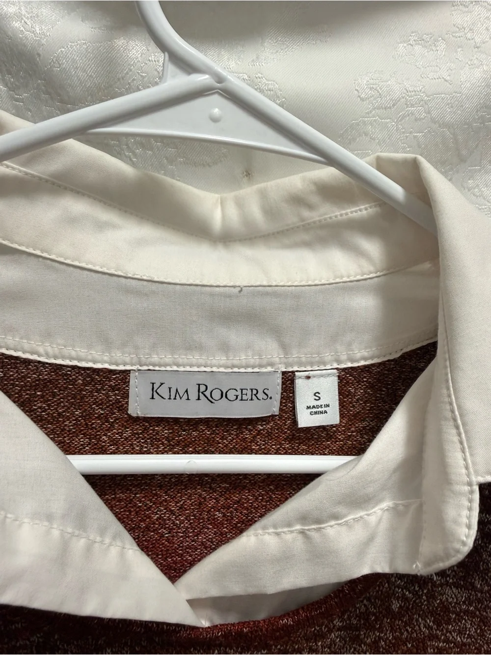 Kim Rogers Marled Red and Brown Crewneck Sweater
